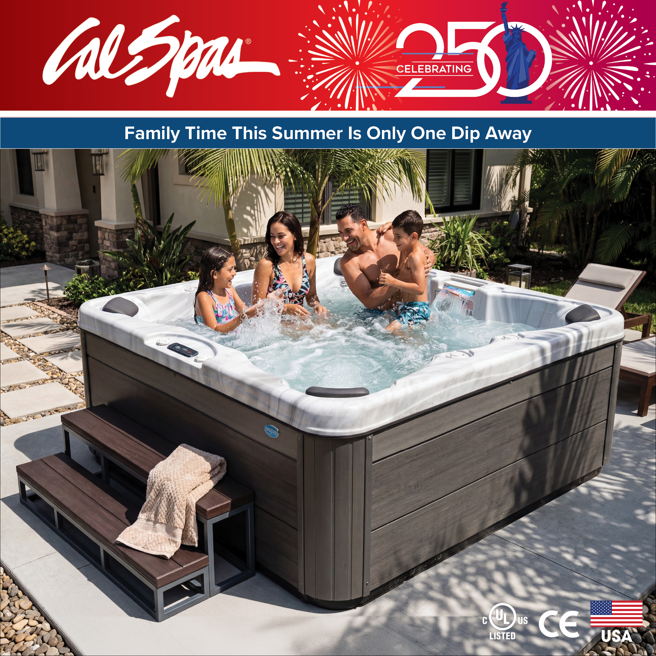 Calspas hot tub being used in a family setting - Orland Park